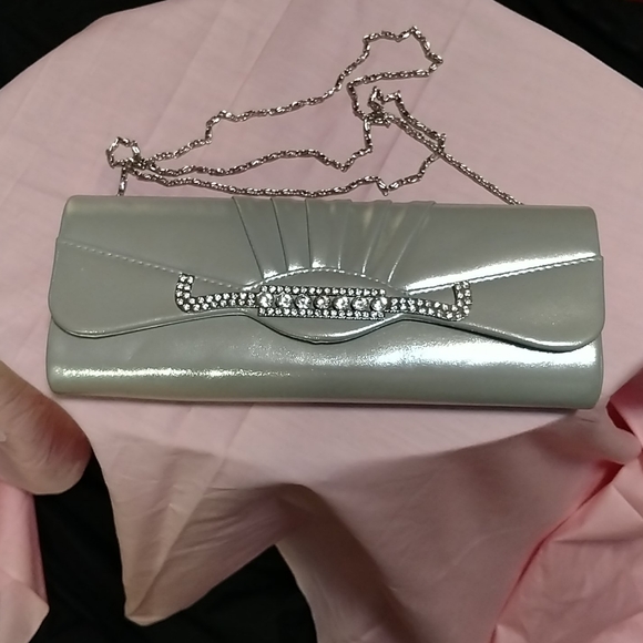 unknown Handbags - Rhinestone embellished silver evening bag